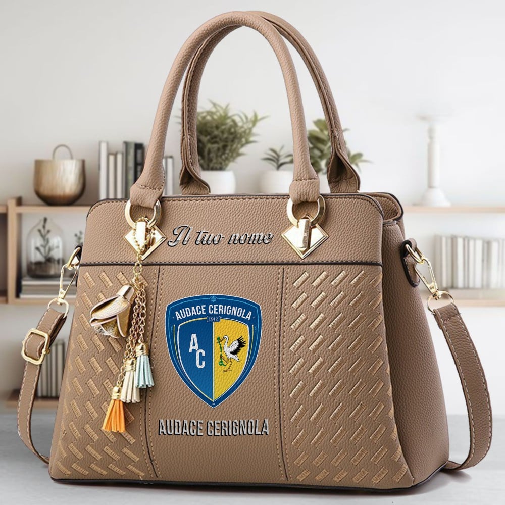 S.S. Audace Cerignola Logo Crossbody Zip Hand Bag With Tassel Custom Name For Women - Image 3