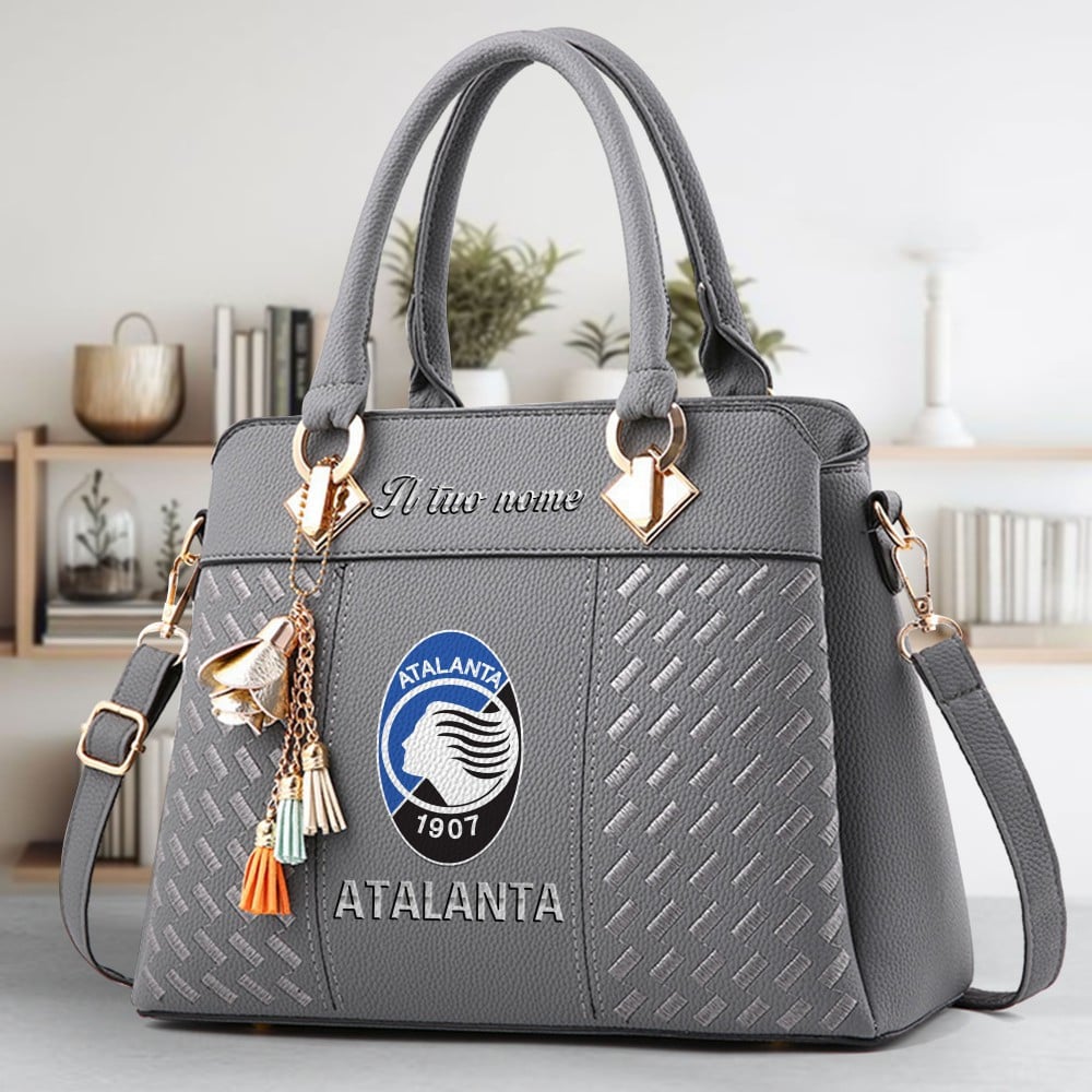 Atalanta Bergamasca Calcio Logo Crossbody Zip Hand Bag With Tassel Custom Name For Women - Image 4