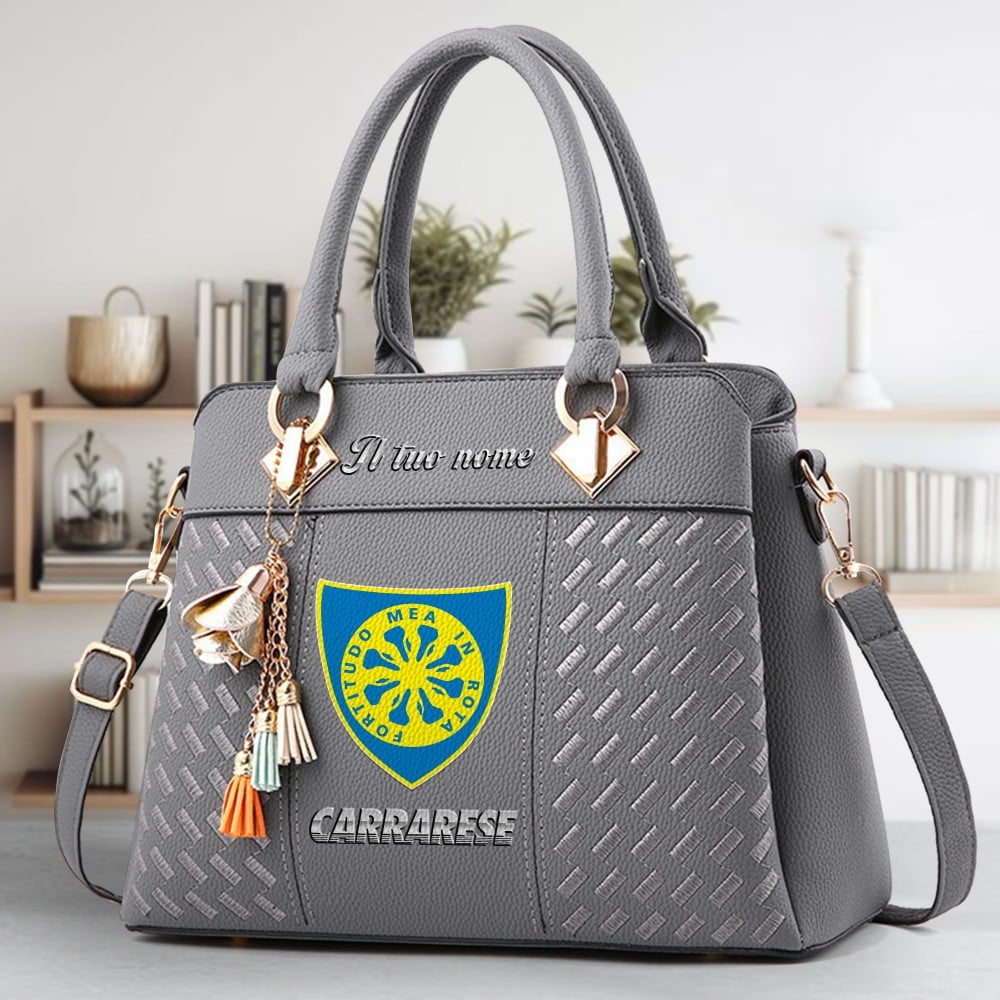 Carrarese Calcio Logo Crossbody Zip Hand Bag With Tassel Custom Name For Women - Image 4