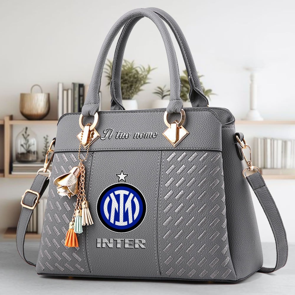 Inter Logo Crossbody Zip Hand Bag With Tassel Custom Name For Women - Image 4