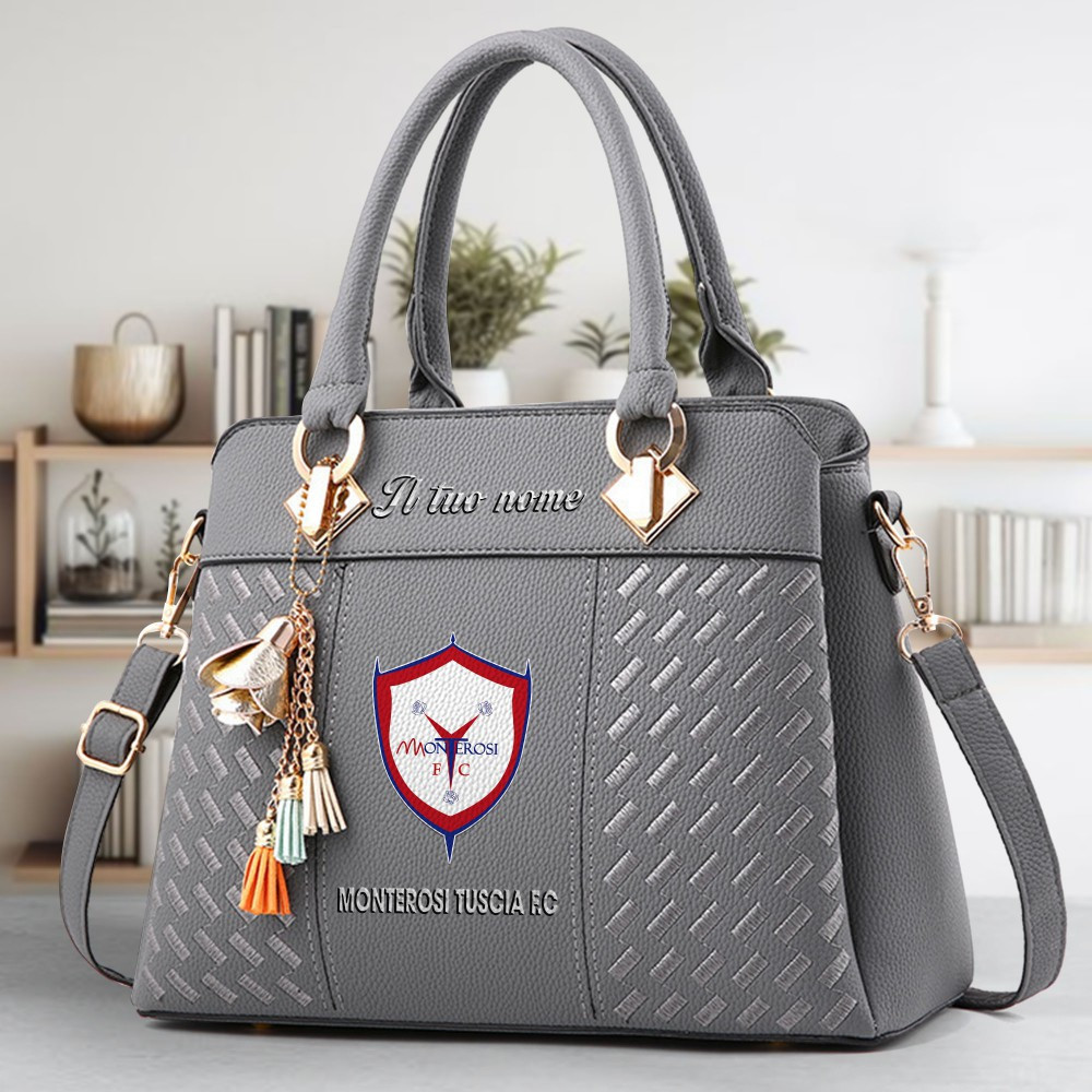 Monterosi Tuscia FC Logo Crossbody Zip Hand Bag With Tassel Custom Name For Women - Image 4