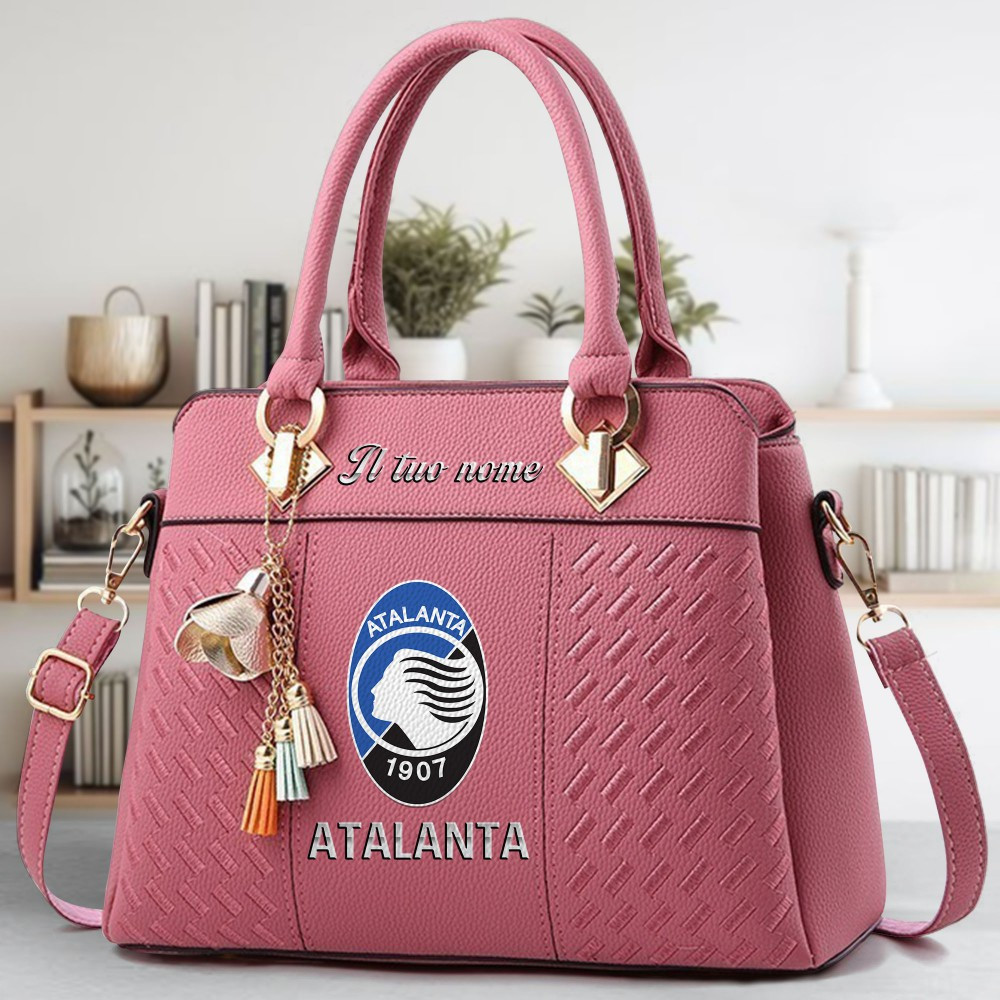Atalanta Bergamasca Calcio Logo Crossbody Zip Hand Bag With Tassel Custom Name For Women - Image 5