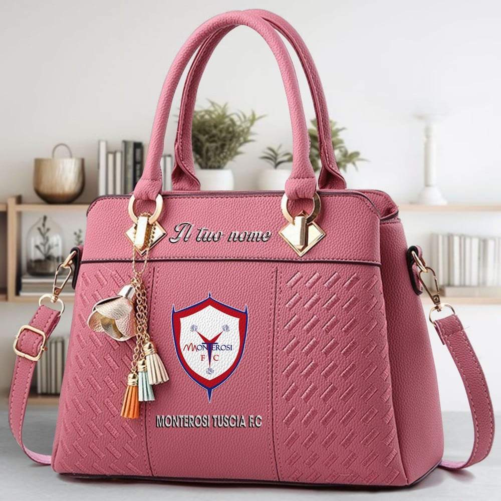 Monterosi Tuscia FC Logo Crossbody Zip Hand Bag With Tassel Custom Name For Women - Image 5