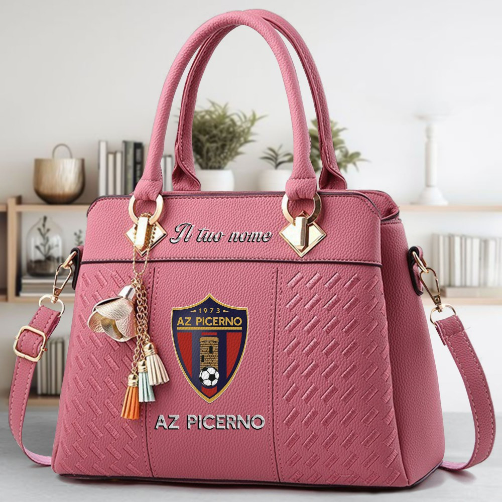 AZ Picerno Logo Crossbody Zip Hand Bag With Tassel Custom Name For Women - Image 5