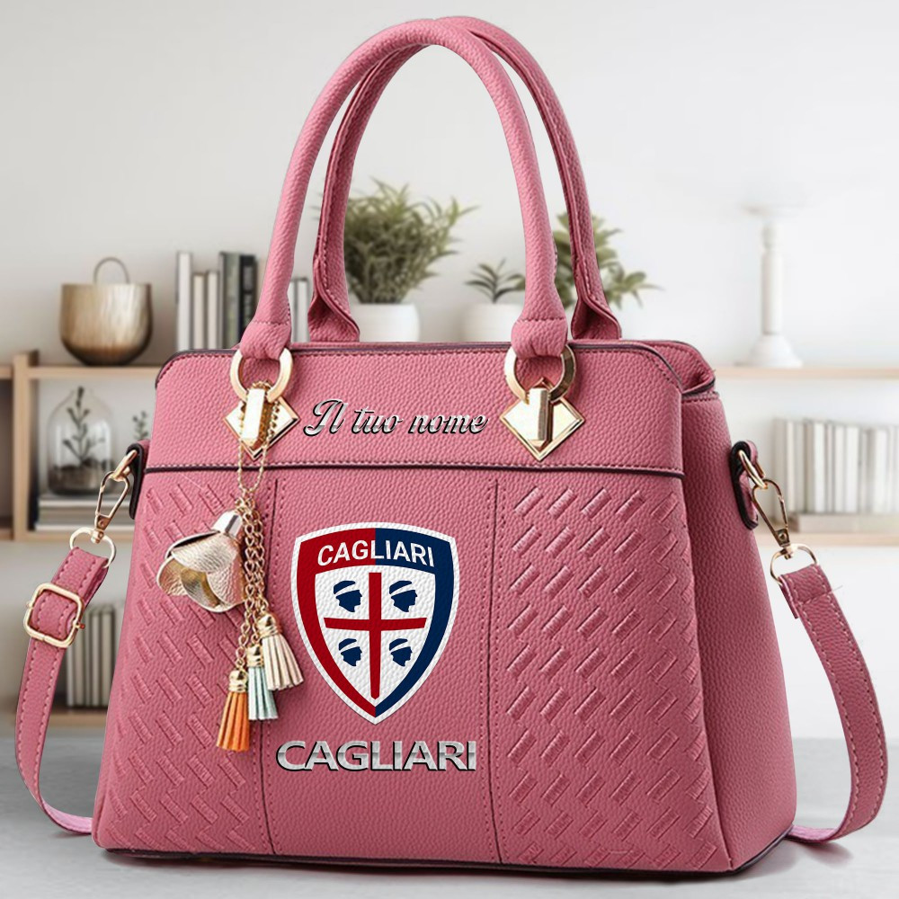 Cagliari Calcio Logo Crossbody Zip Hand Bag With Tassel Custom Name For Women - Image 5