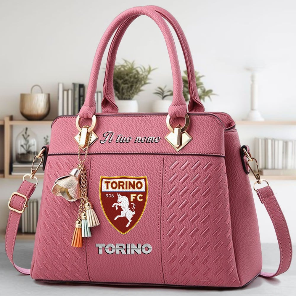 Torino Football Club Logo Crossbody Zip Hand Bag With Tassel Custom Name For Women - Image 5