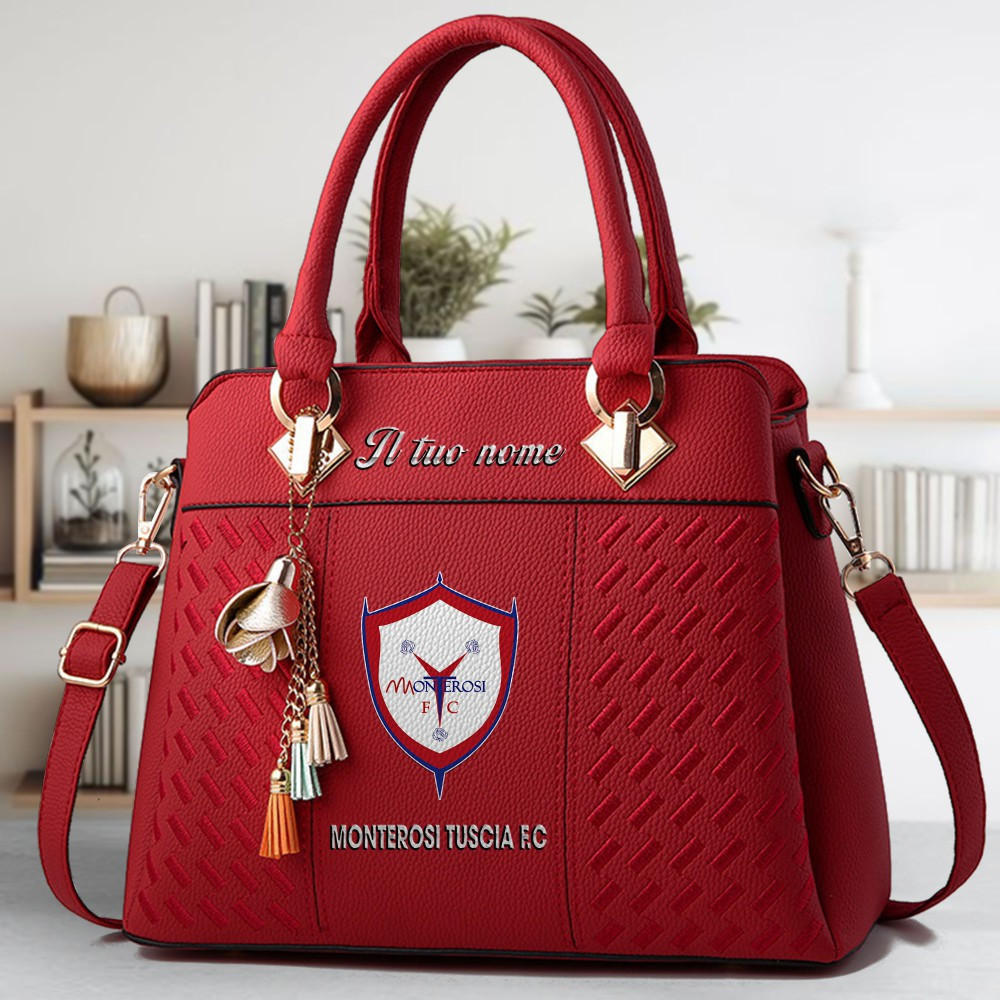Monterosi Tuscia FC Logo Crossbody Zip Hand Bag With Tassel Custom Name For Women - Image 6