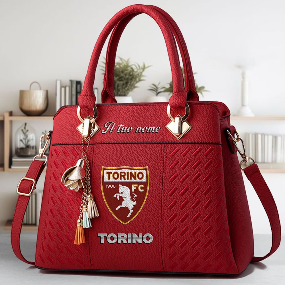 Torino Football Club Logo Crossbody Zip Hand Bag With Tassel Custom Name For Women - Image 6