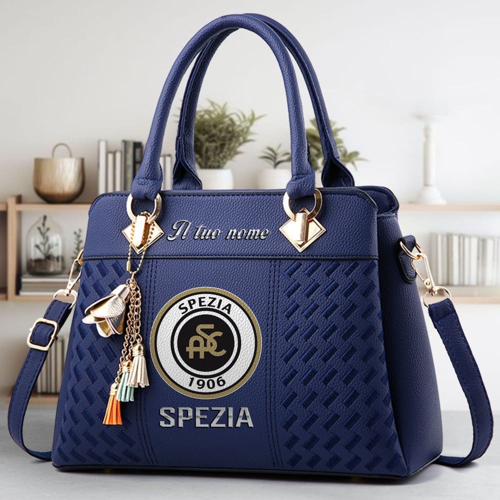 Spezia Calcio Logo Crossbody Zip Hand Bag With Tassel Custom Name For Women - Image 2