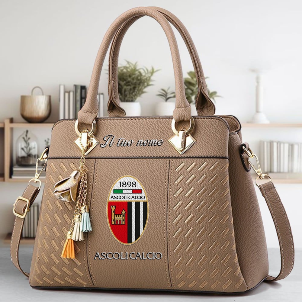 Ascoli Calcio 1898 Logo Crossbody Zip Hand Bag With Tassel Custom Name For Women - Image 3