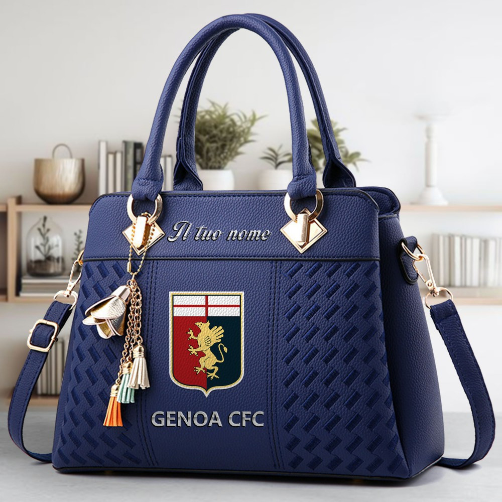 Genoa CFC Logo Crossbody Zip Hand Bag With Tassel Custom Name For Women - Image 2
