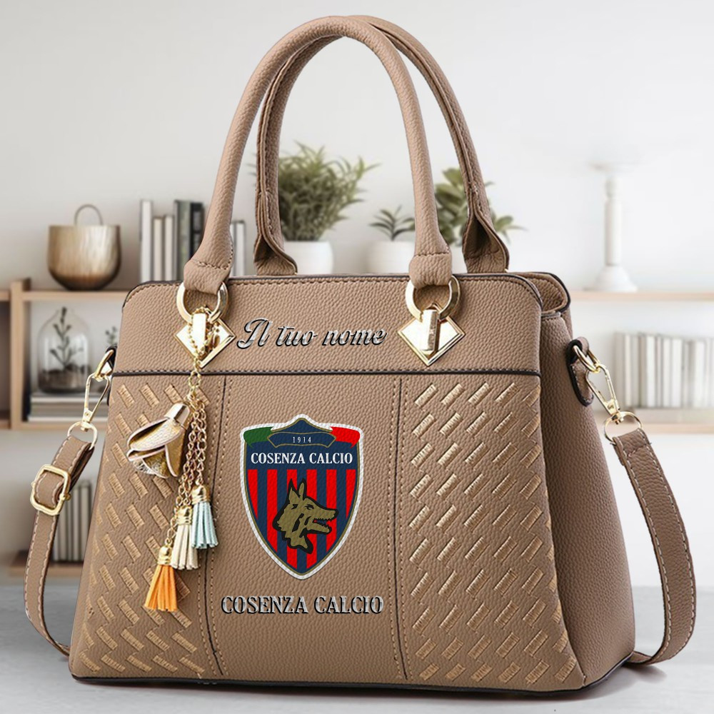 Cosenza Calcio Logo Crossbody Zip Hand Bag With Tassel Custom Name For Women - Image 3