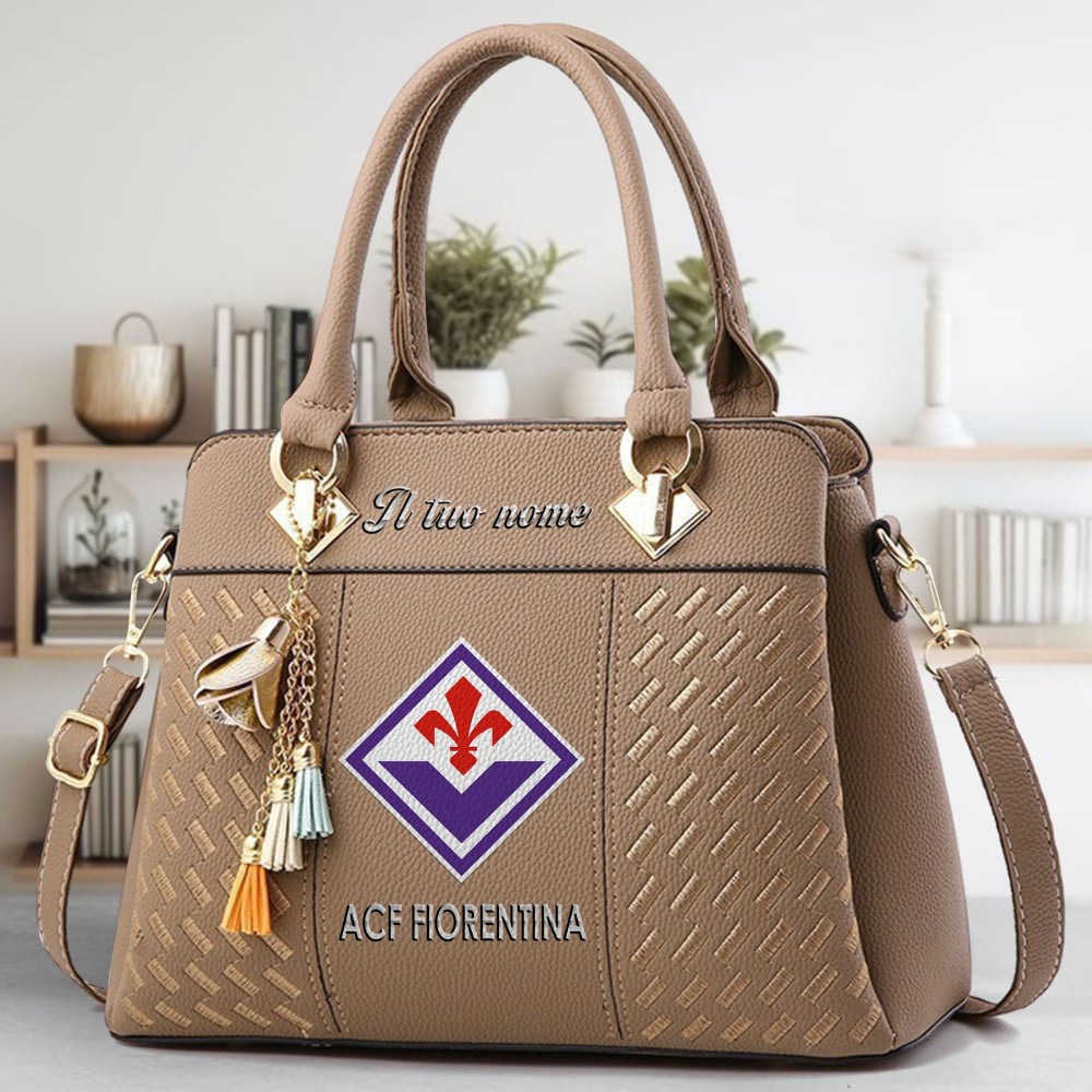 ACF Fiorentina Logo Crossbody Zip Hand Bag With Tassel Custom Name For Women - Image 3