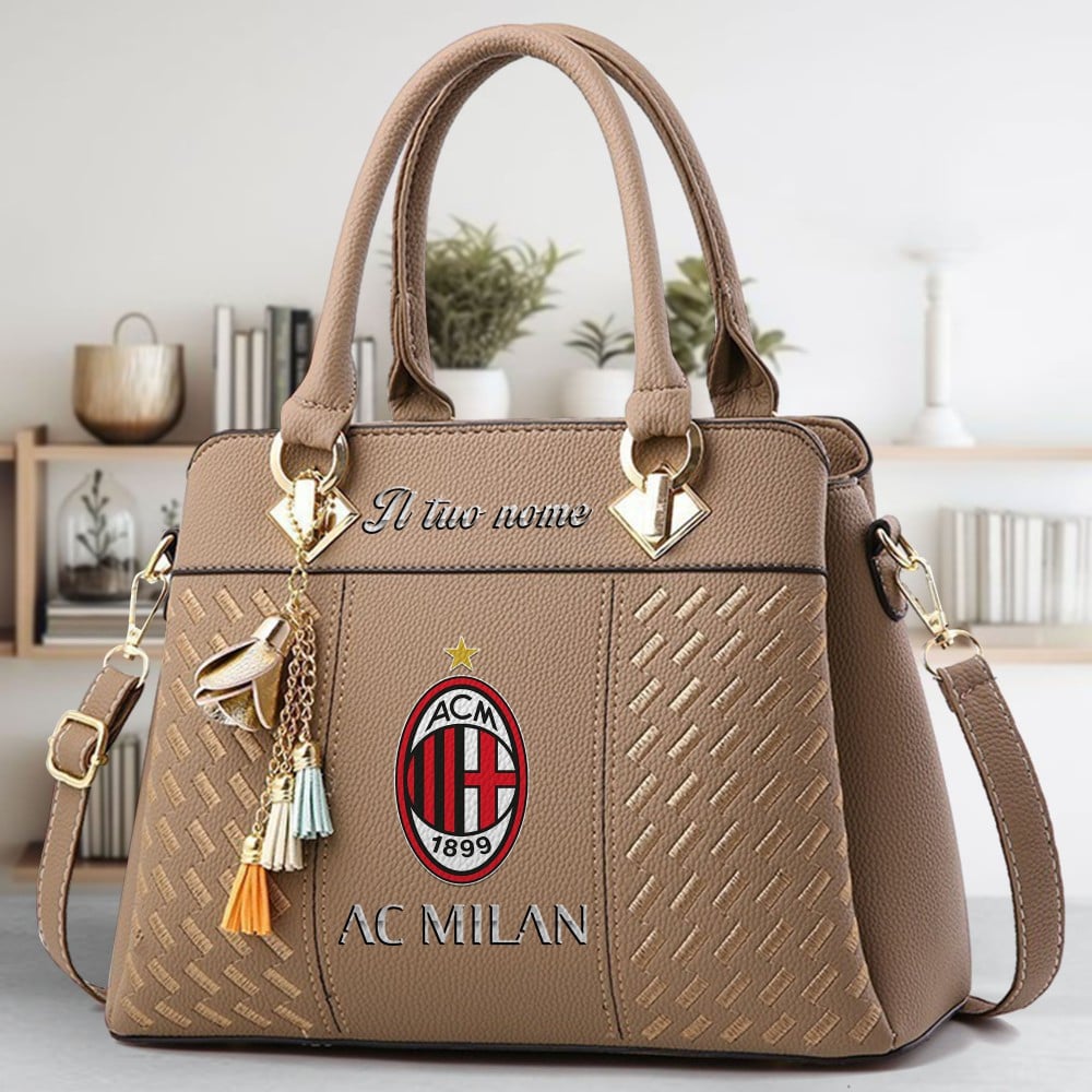AC Milan Logo Crossbody Zip Hand Bag With Tassel Custom Name For Women - Image 3