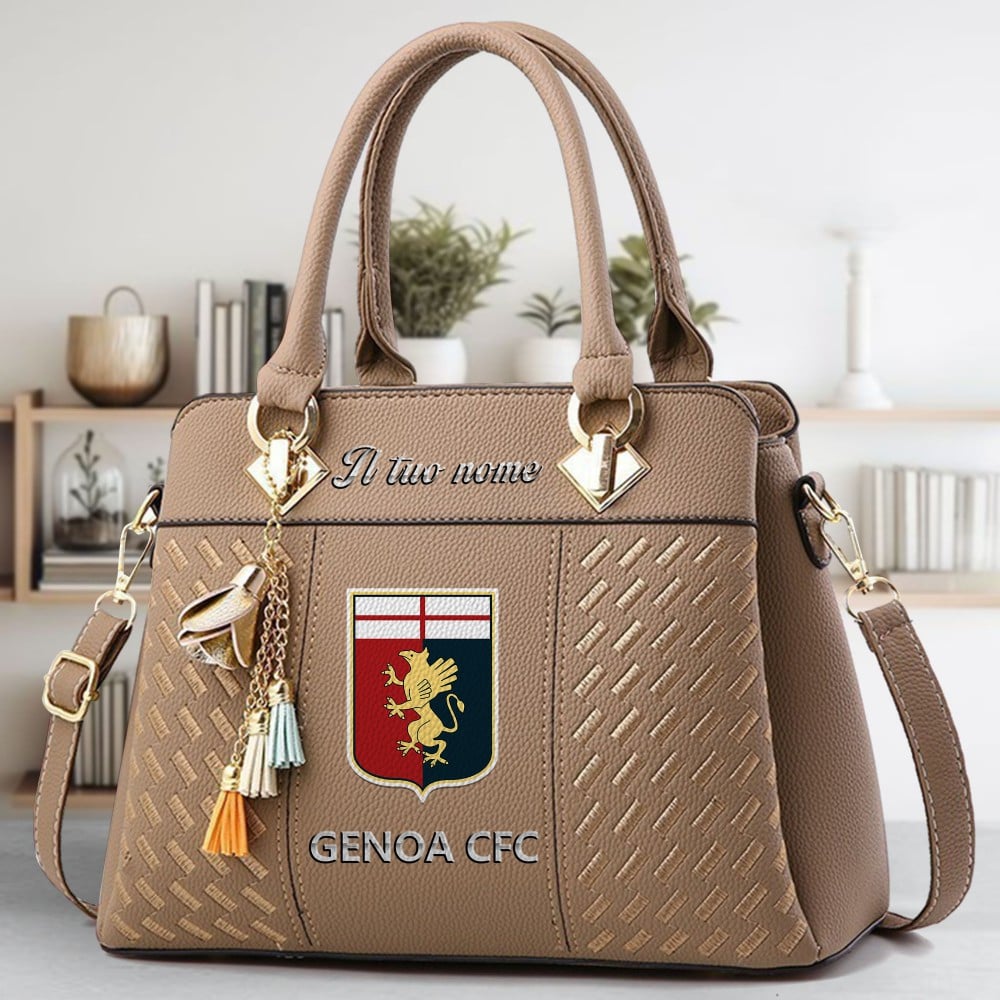 Genoa CFC Logo Crossbody Zip Hand Bag With Tassel Custom Name For Women - Image 3