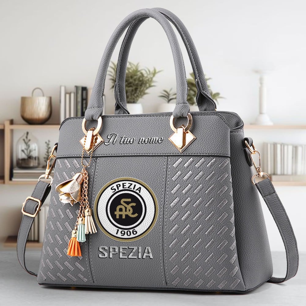 Spezia Calcio Logo Crossbody Zip Hand Bag With Tassel Custom Name For Women - Image 4