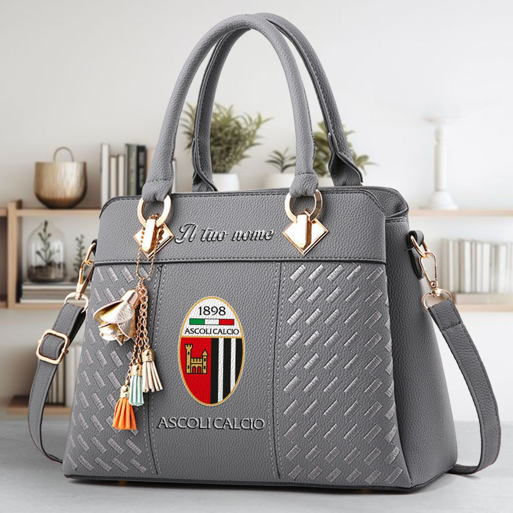 Ascoli Calcio 1898 Logo Crossbody Zip Hand Bag With Tassel Custom Name For Women - Image 4