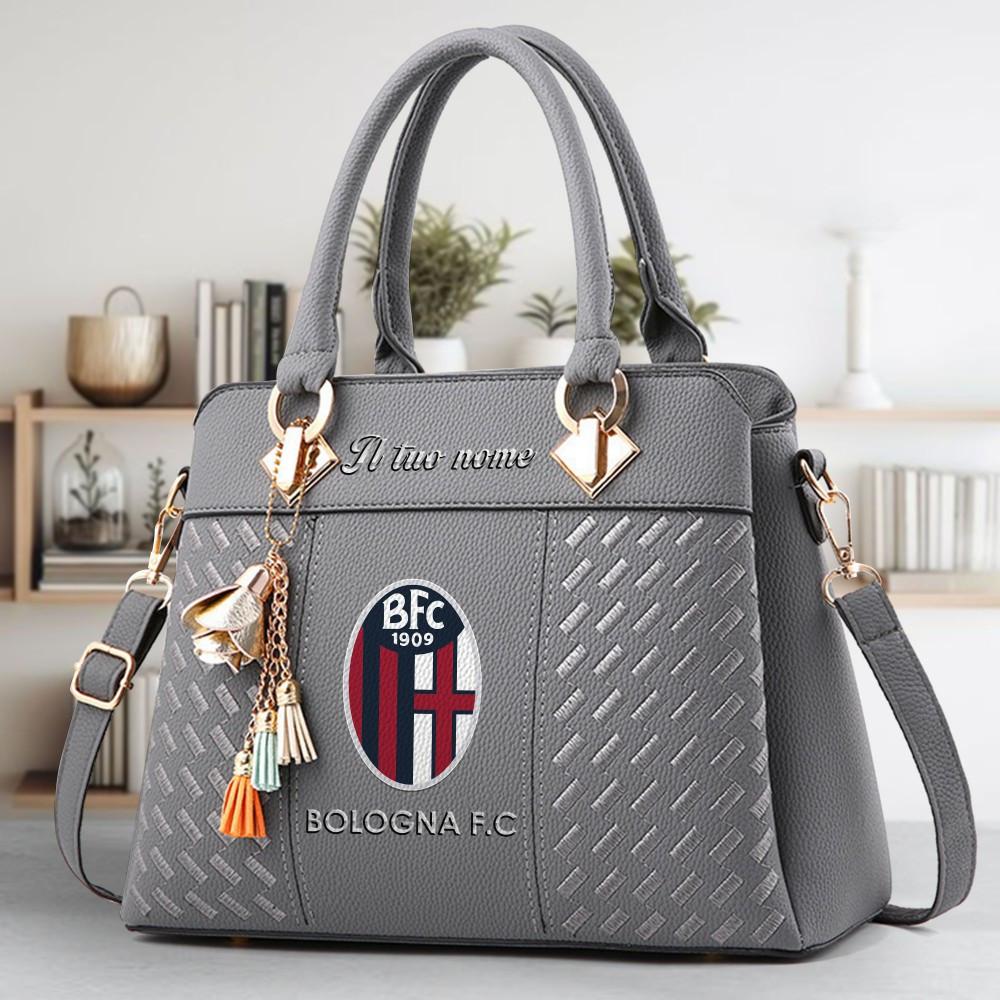 Bologna Fc 1909 Logo Crossbody Zip Hand Bag With Tassel Custom Name For Women - Image 4