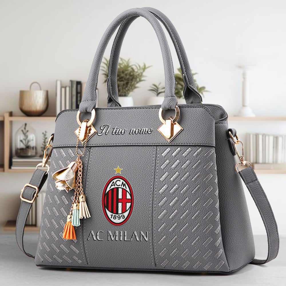 AC Milan Logo Crossbody Zip Hand Bag With Tassel Custom Name For Women - Image 4