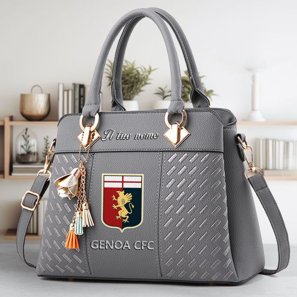 Genoa CFC Logo Crossbody Zip Hand Bag With Tassel Custom Name For Women - Image 4
