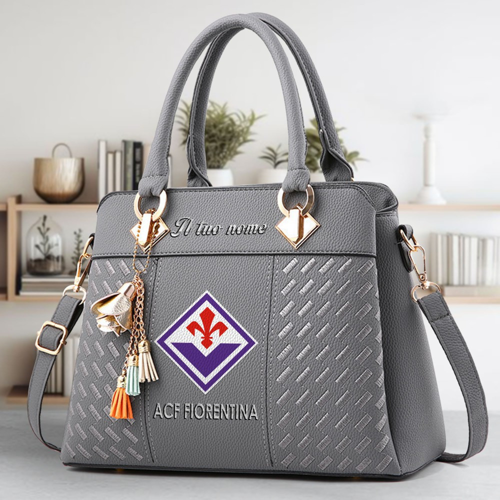 ACF Fiorentina Logo Crossbody Zip Hand Bag With Tassel Custom Name For Women - Image 4