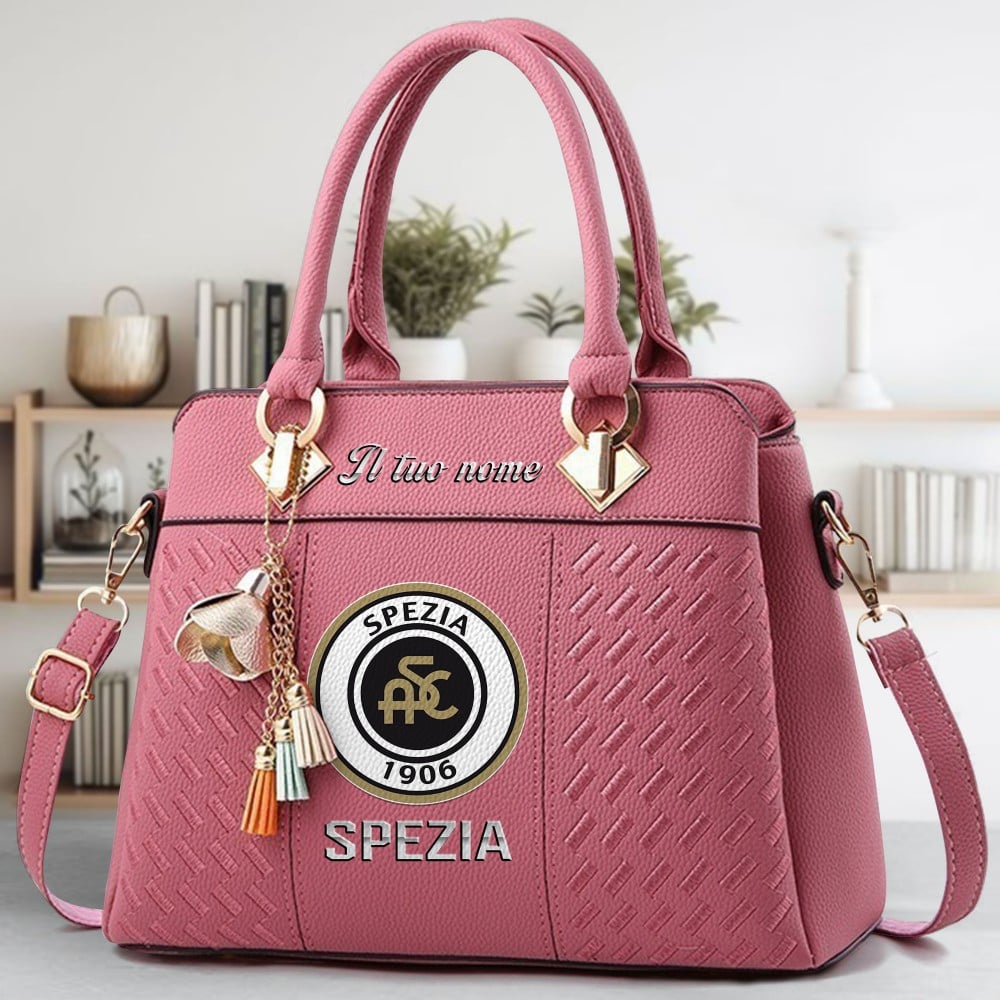Spezia Calcio Logo Crossbody Zip Hand Bag With Tassel Custom Name For Women - Image 5