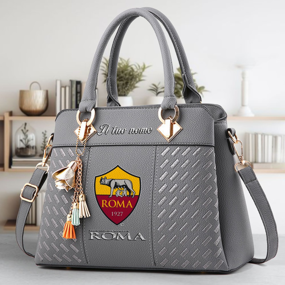 AS Roma Logo Crossbody Zip Hand Bag With Tassel Custom Name For Women - Image 4