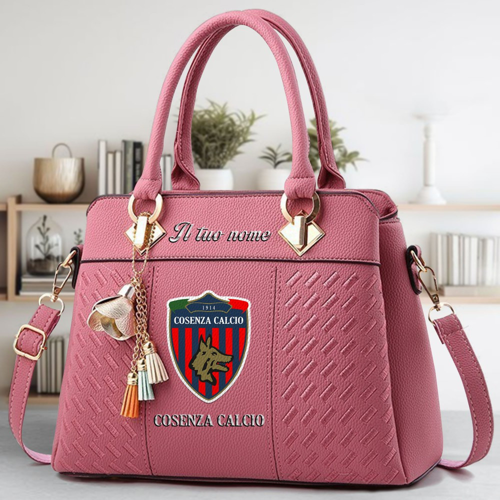 Cosenza Calcio Logo Crossbody Zip Hand Bag With Tassel Custom Name For Women - Image 5