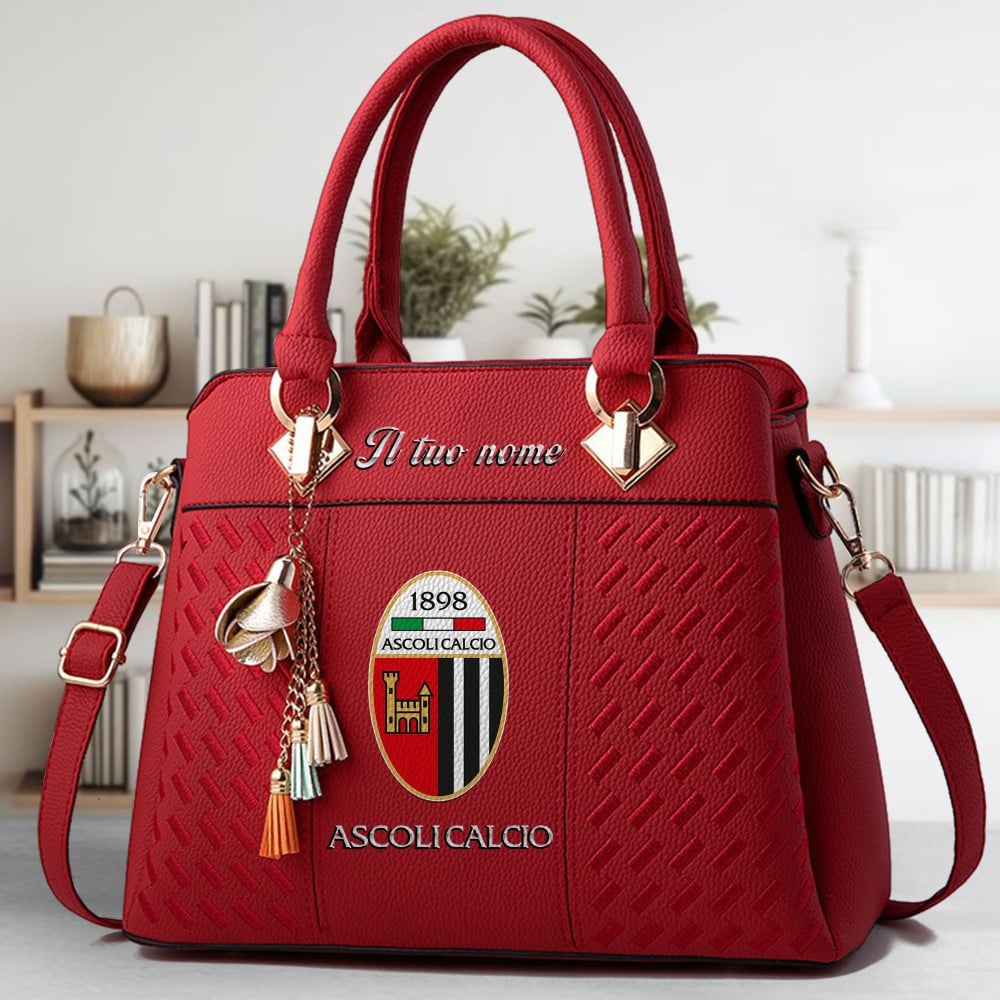 Ascoli Calcio 1898 Logo Crossbody Zip Hand Bag With Tassel Custom Name For Women - Image 6
