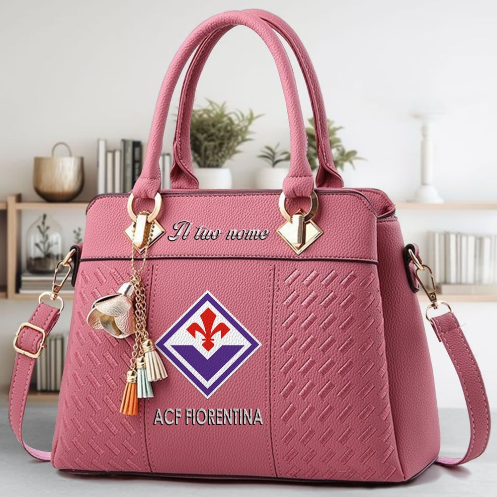 ACF Fiorentina Logo Crossbody Zip Hand Bag With Tassel Custom Name For Women - Image 5
