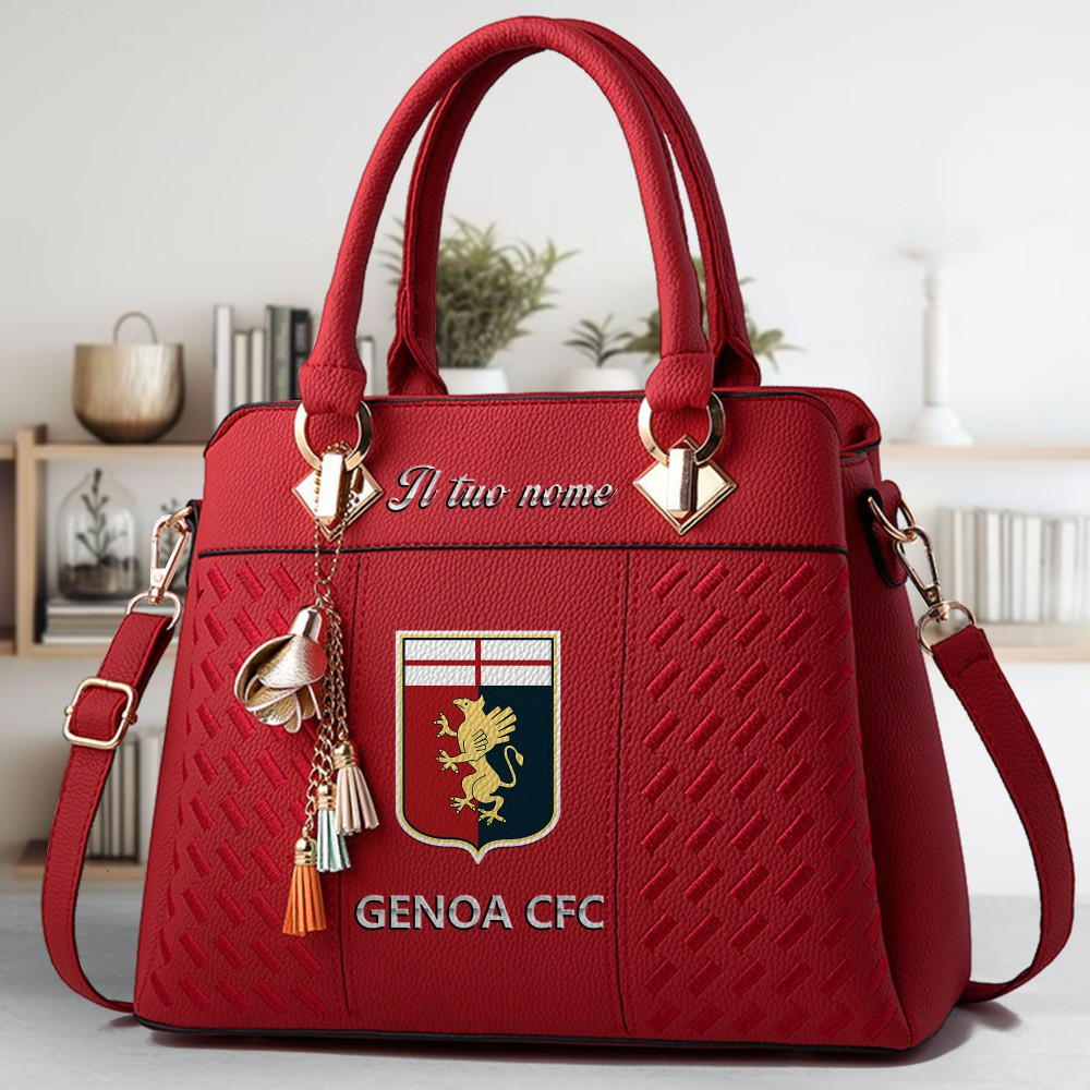 Genoa CFC Logo Crossbody Zip Hand Bag With Tassel Custom Name For Women - Image 6