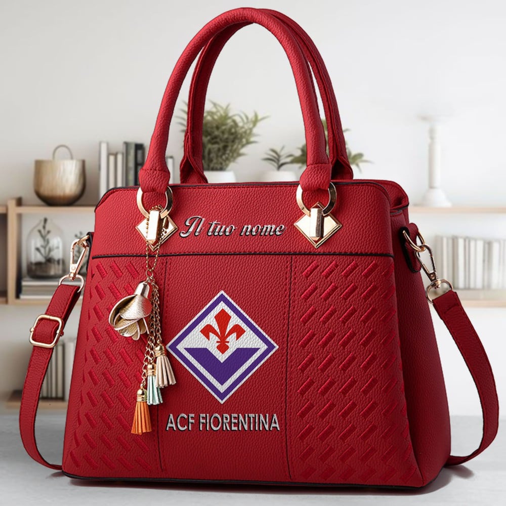 ACF Fiorentina Logo Crossbody Zip Hand Bag With Tassel Custom Name For Women - Image 6
