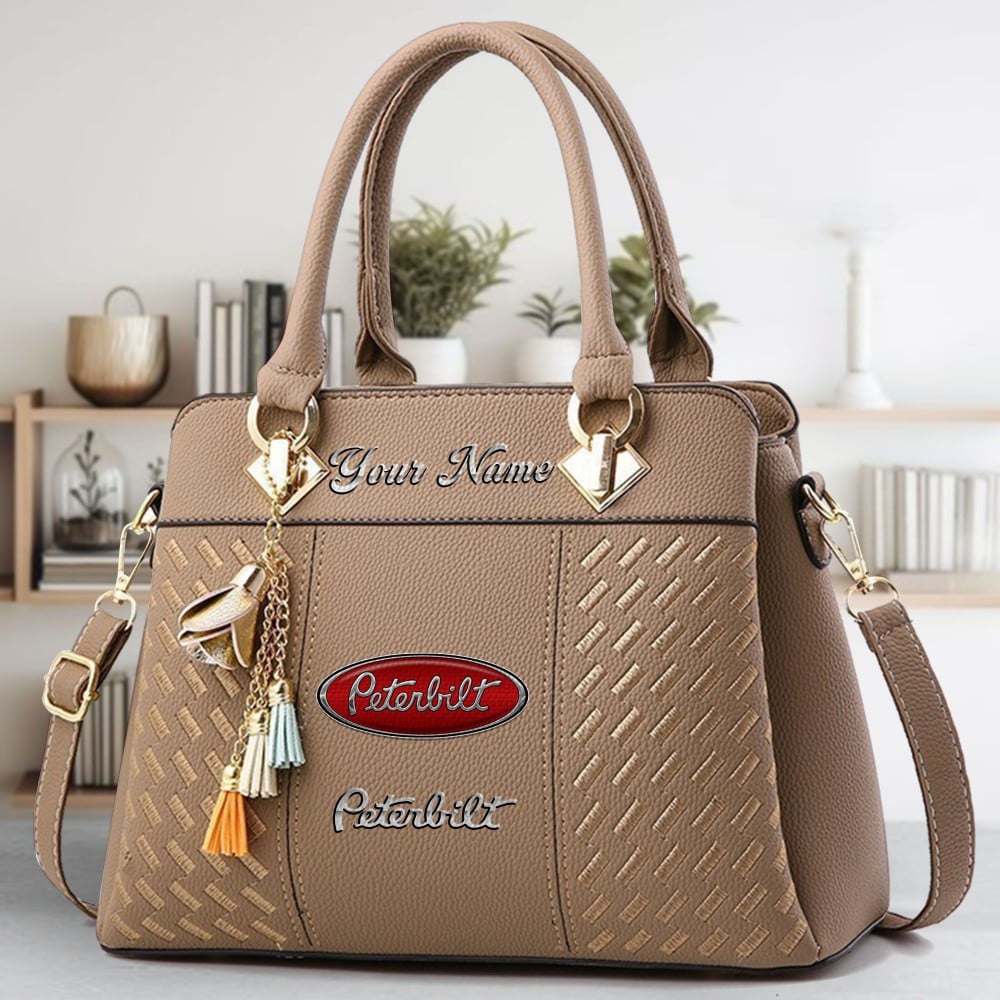 Peterbilt Logo Crossbody Zip Hand Bag With Tassel Custom Name For Women - Image 4