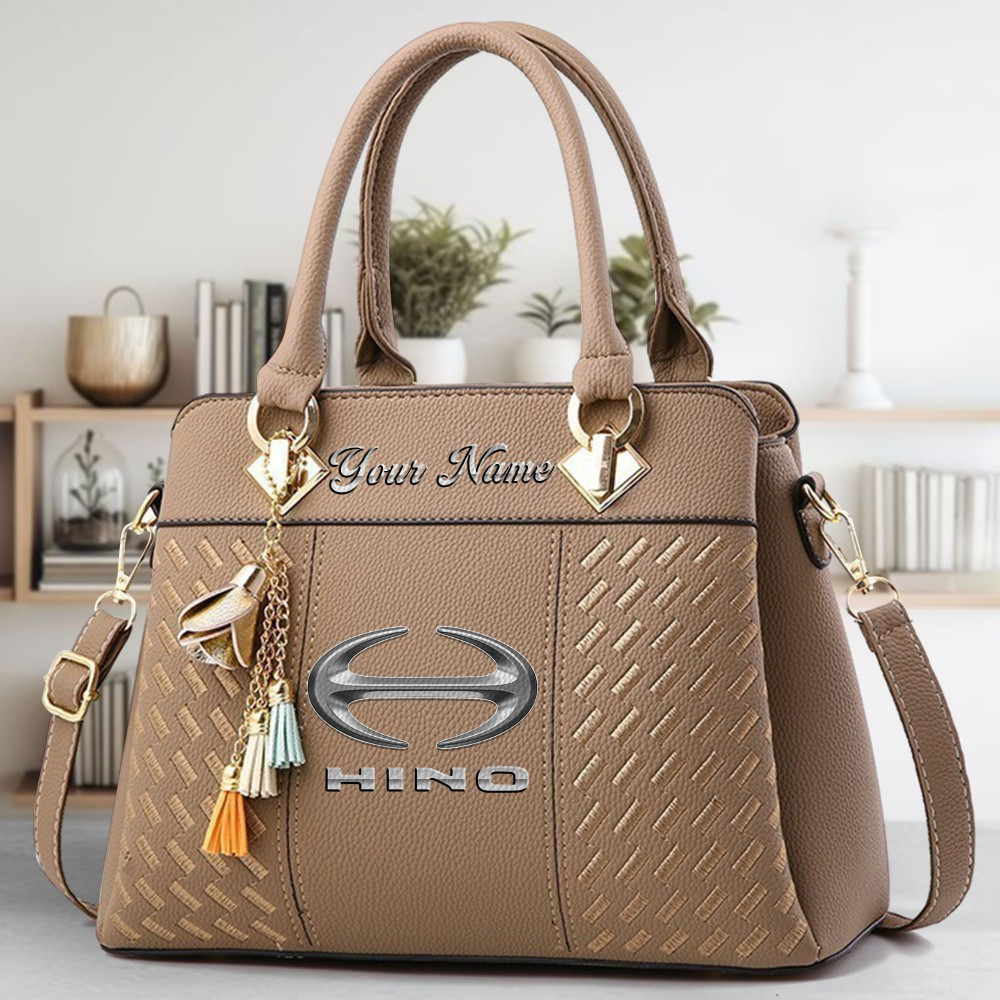 Hino Logo Crossbody Zip Hand Bag With Tassel Custom Name For Women - Image 3