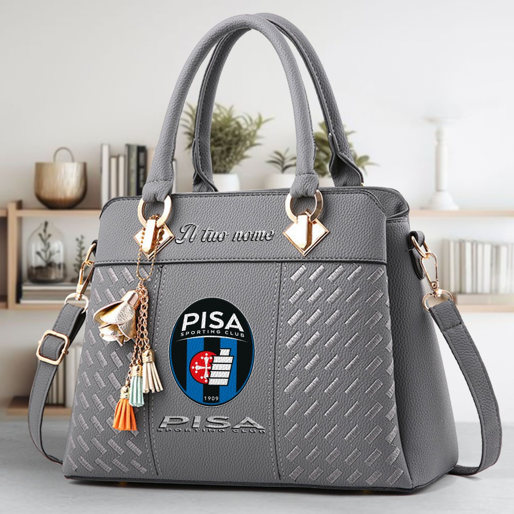 AC Pisa 1909 Logo Crossbody Zip Hand Bag With Tassel Custom Name For Women - Image 4