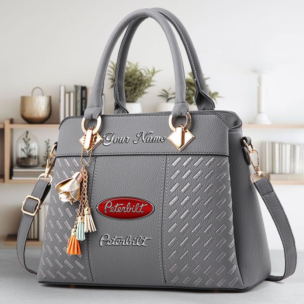 Peterbilt Logo Crossbody Zip Hand Bag With Tassel Custom Name For Women - Image 5