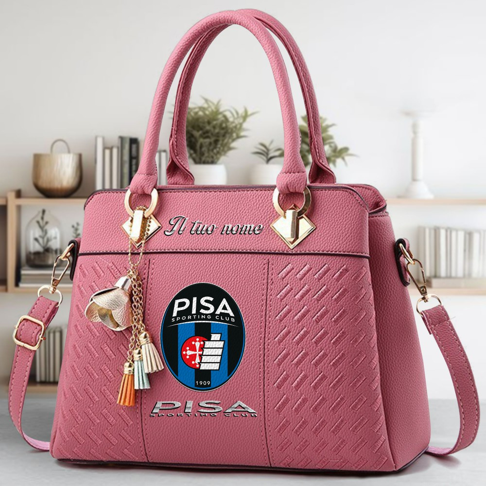 AC Pisa 1909 Logo Crossbody Zip Hand Bag With Tassel Custom Name For Women - Image 5