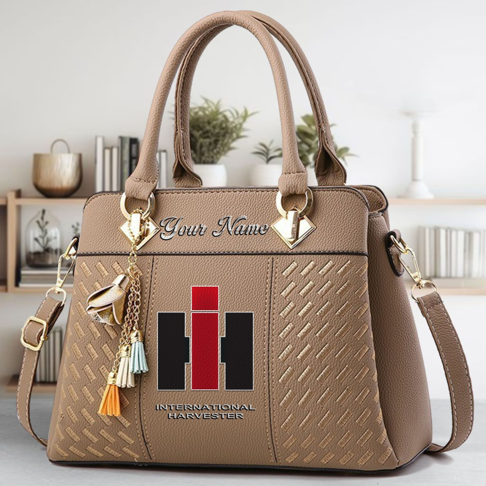 International Harvester Logo Crossbody Zip Hand Bag With Tassel Custom Name For Women - Image 4