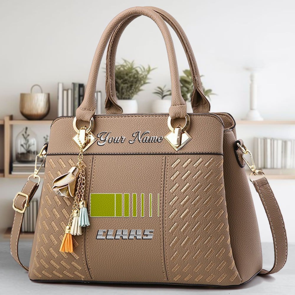 Claas Logo Crossbody Zip Hand Bag With Tassel Custom Name For Women - Image 4