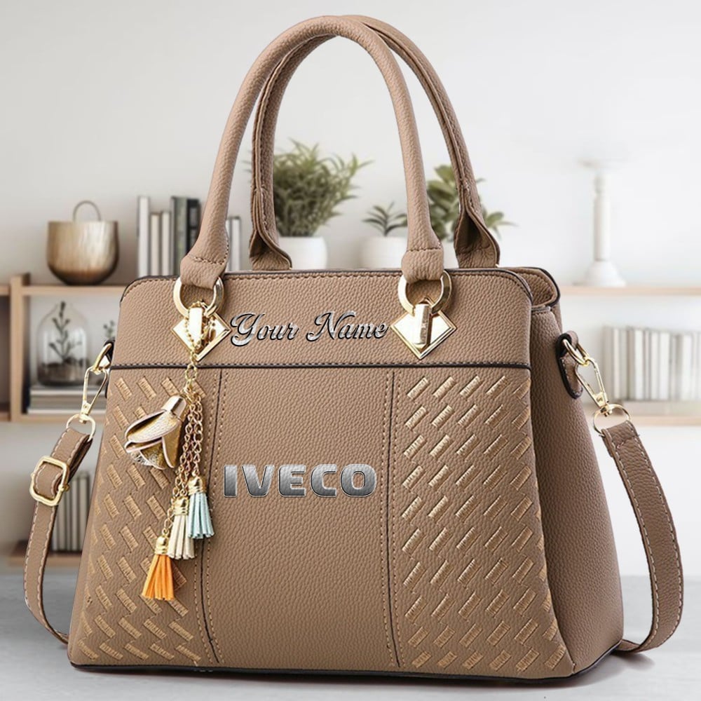 Iveco Logo Crossbody Zip Hand Bag With Tassel Custom Name For Women - Image 4
