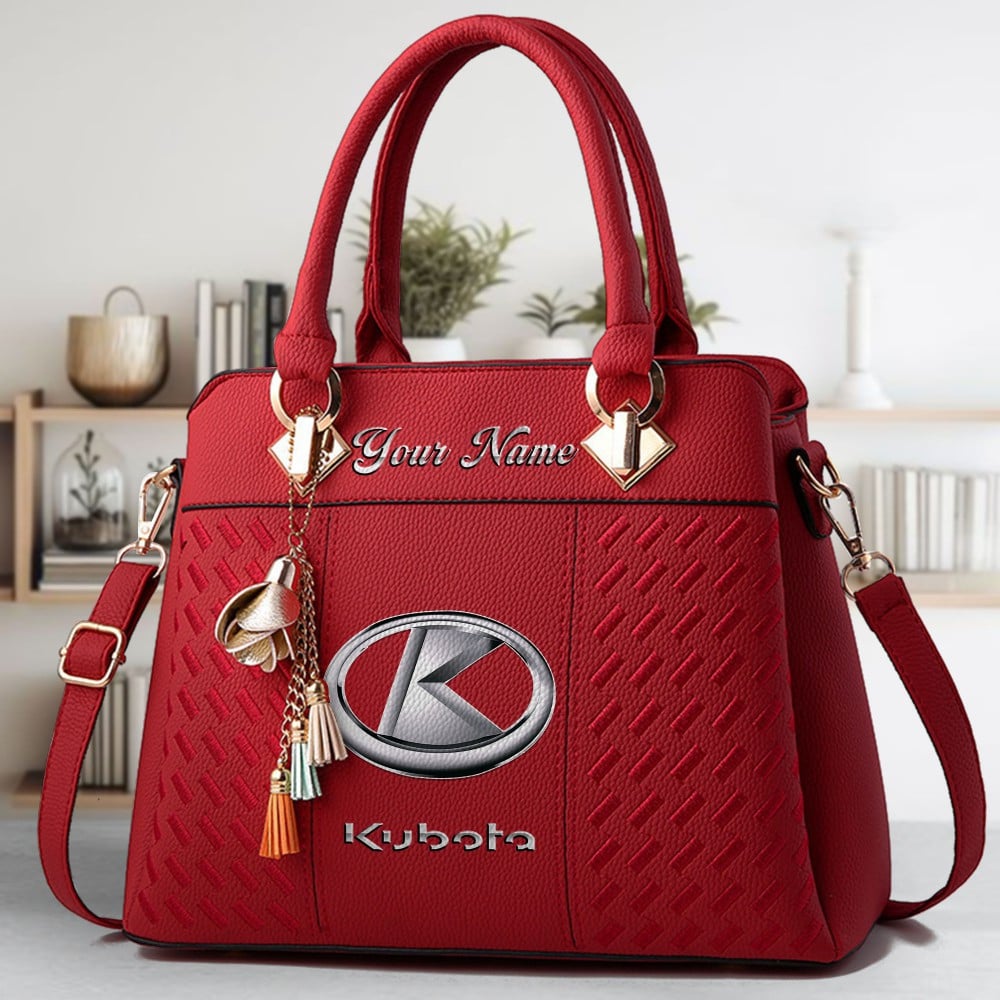 Kubota Logo Crossbody Zip Hand Bag With Tassel Custom Name For Women - Image 6