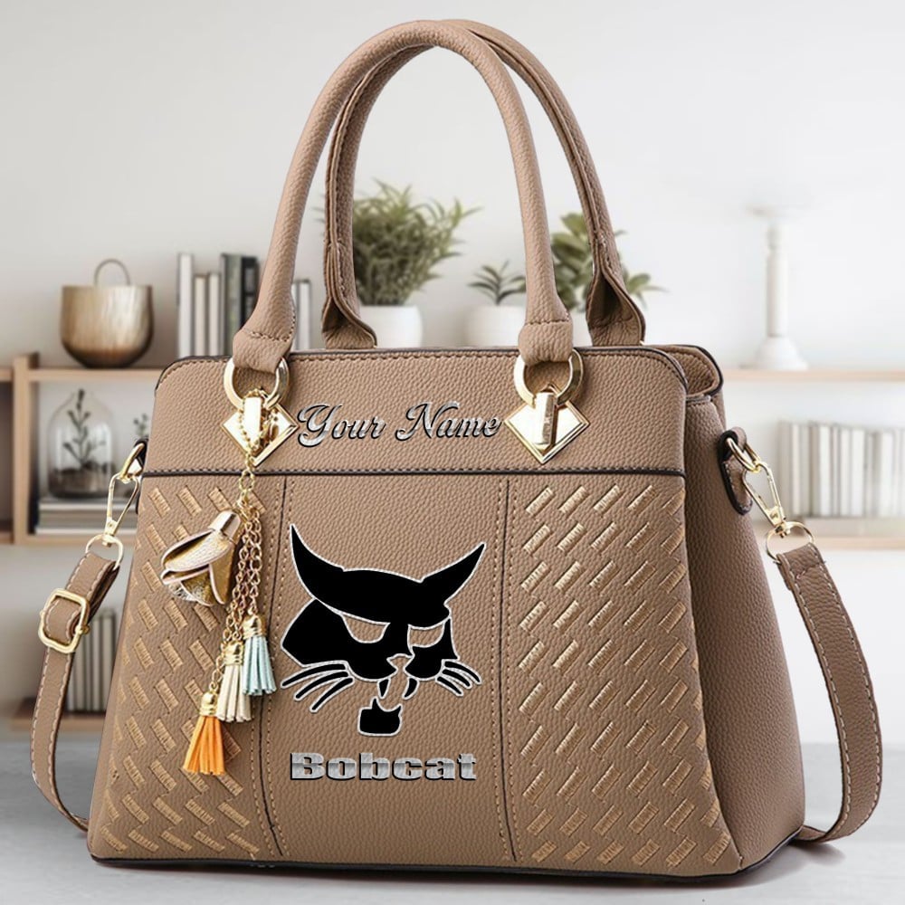 Bobcat Logo Crossbody Zip Hand Bag With Tassel Custom Name For Women - Image 3