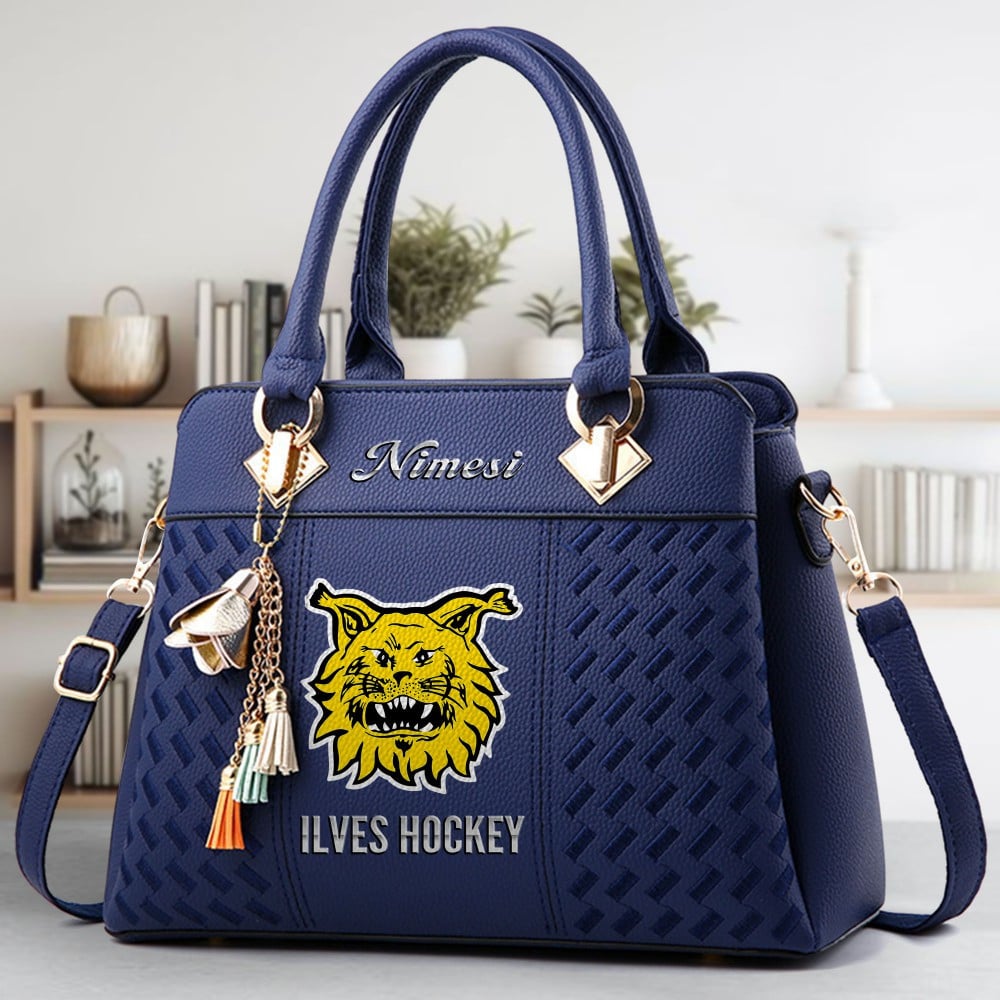 Ilves Hockey Logo Crossbody Zip Hand Bag With Tassel Custom Name For Women - Image 2