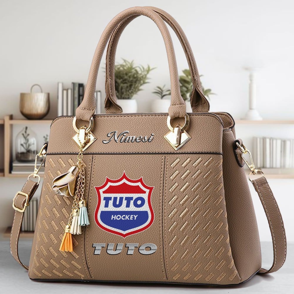 TUTO Hockey Logo Crossbody Zip Hand Bag With Tassel Custom Name For Women - Image 3