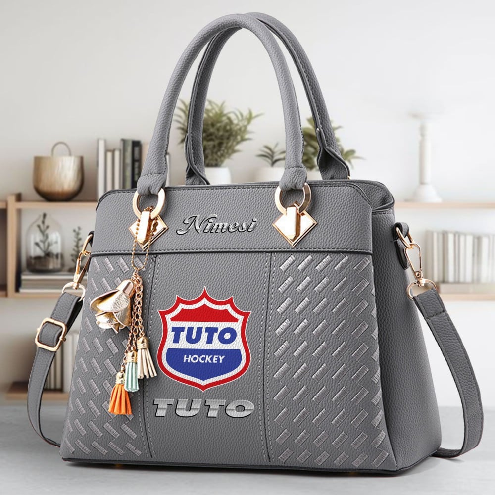 TUTO Hockey Logo Crossbody Zip Hand Bag With Tassel Custom Name For Women - Image 4