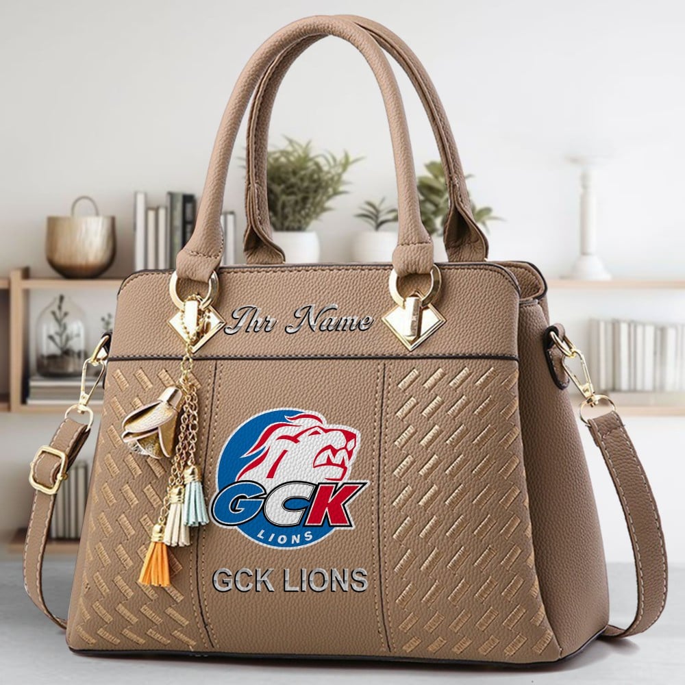 GCK Lions Logo Crossbody Zip Hand Bag With Tassel Custom Name For Women - Image 3
