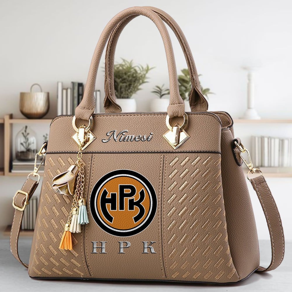 HPK Logo Crossbody Zip Hand Bag With Tassel Custom Name For Women - Image 3