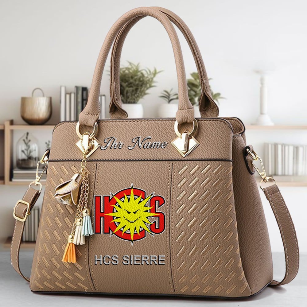 HCS Sierre Logo Crossbody Zip Hand Bag With Tassel Custom Name For Women - Image 3