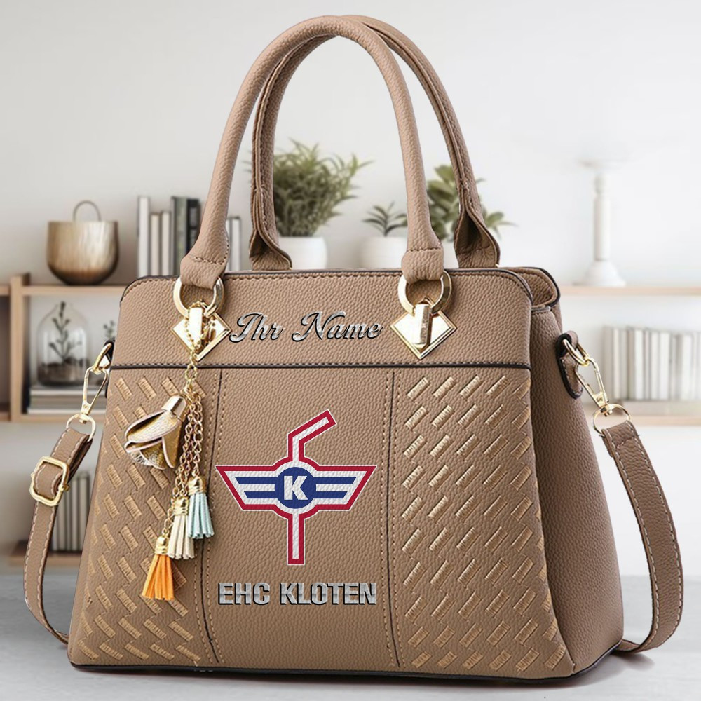 EHC Kloten Logo Crossbody Zip Hand Bag With Tassel Custom Name For Women - Image 3