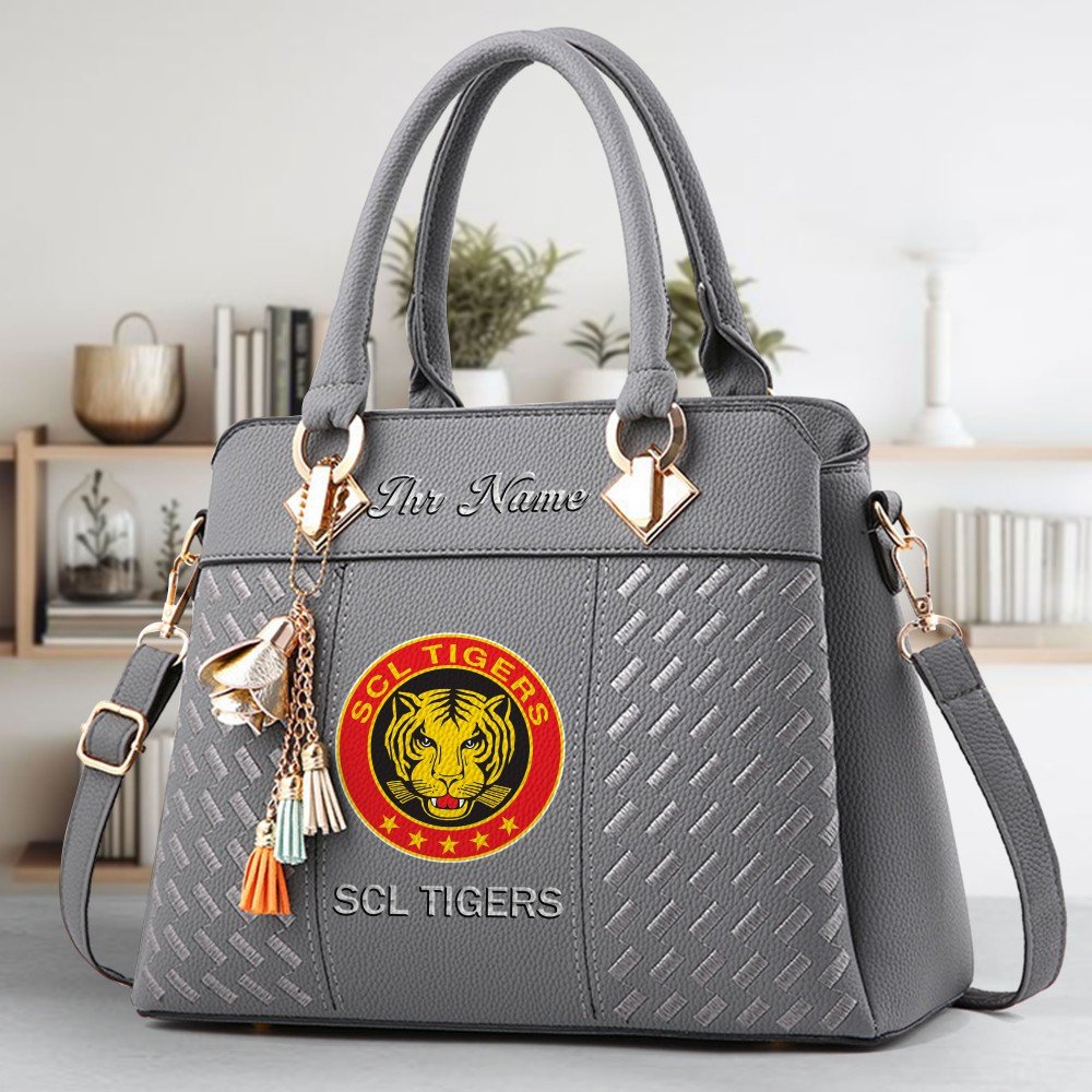 SCL Tigers Logo Crossbody Zip Hand Bag With Tassel Custom Name For Women - Image 4